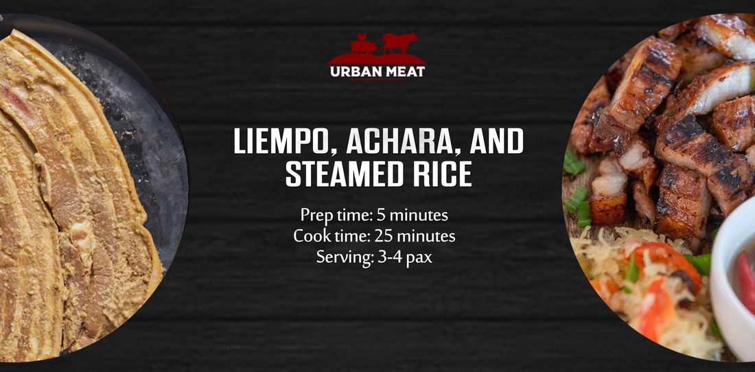 Liempo, Achara, and Steamed Rice